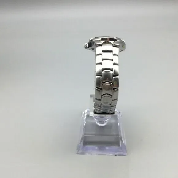 Bulova Marine Star Watch Women 26mm Silver Tone Date 2002 New Battery 6.75"